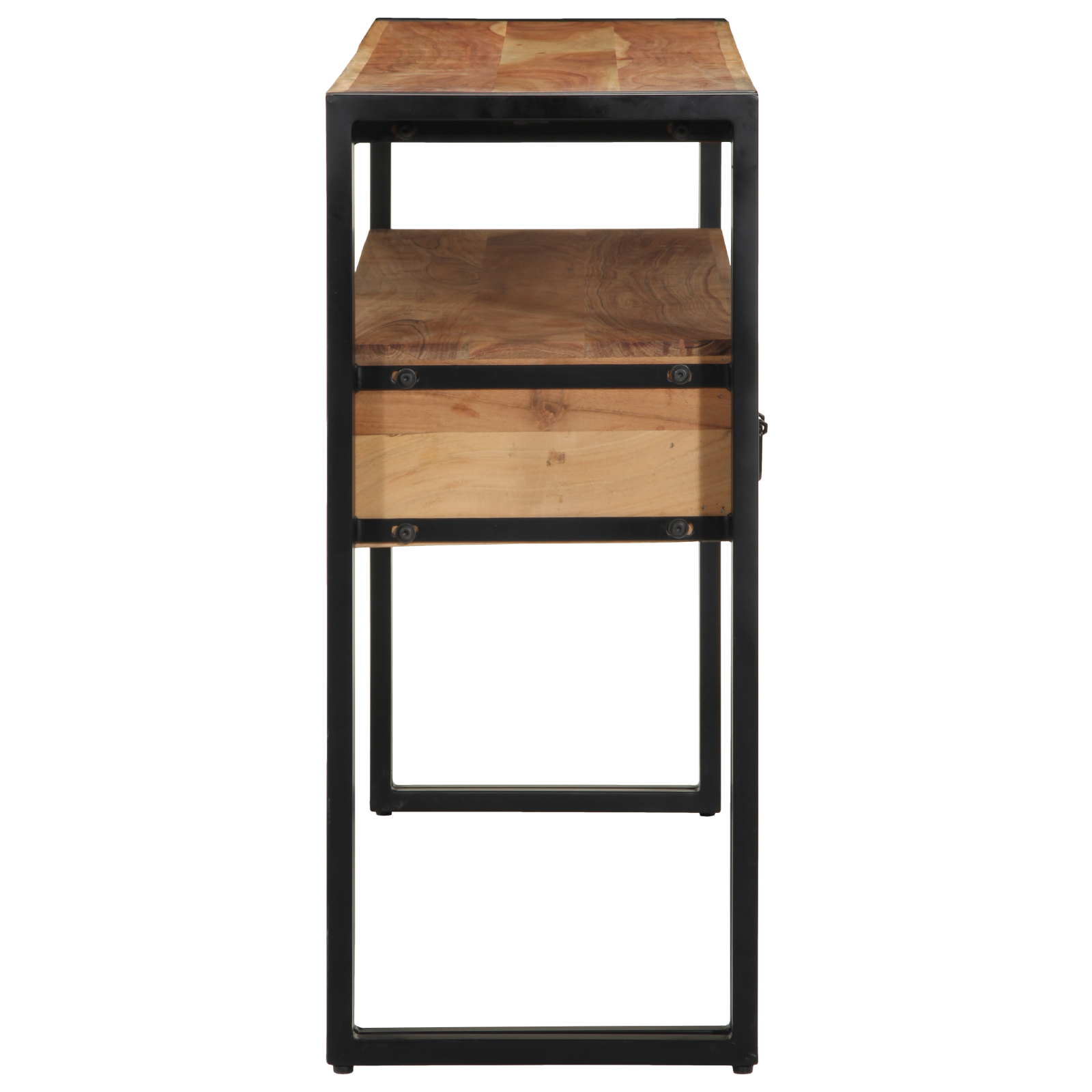 End Tables Black 120x33x75 cm Solid Acacia Wood and Metal - Image 6