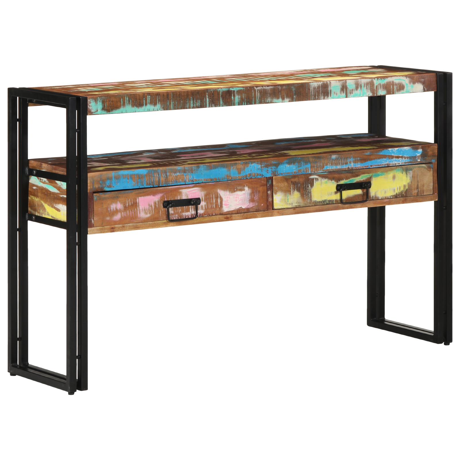 End Tables Multicolour 120x33x75 cm Solid Reclaimed Wood&Metal - Image 3