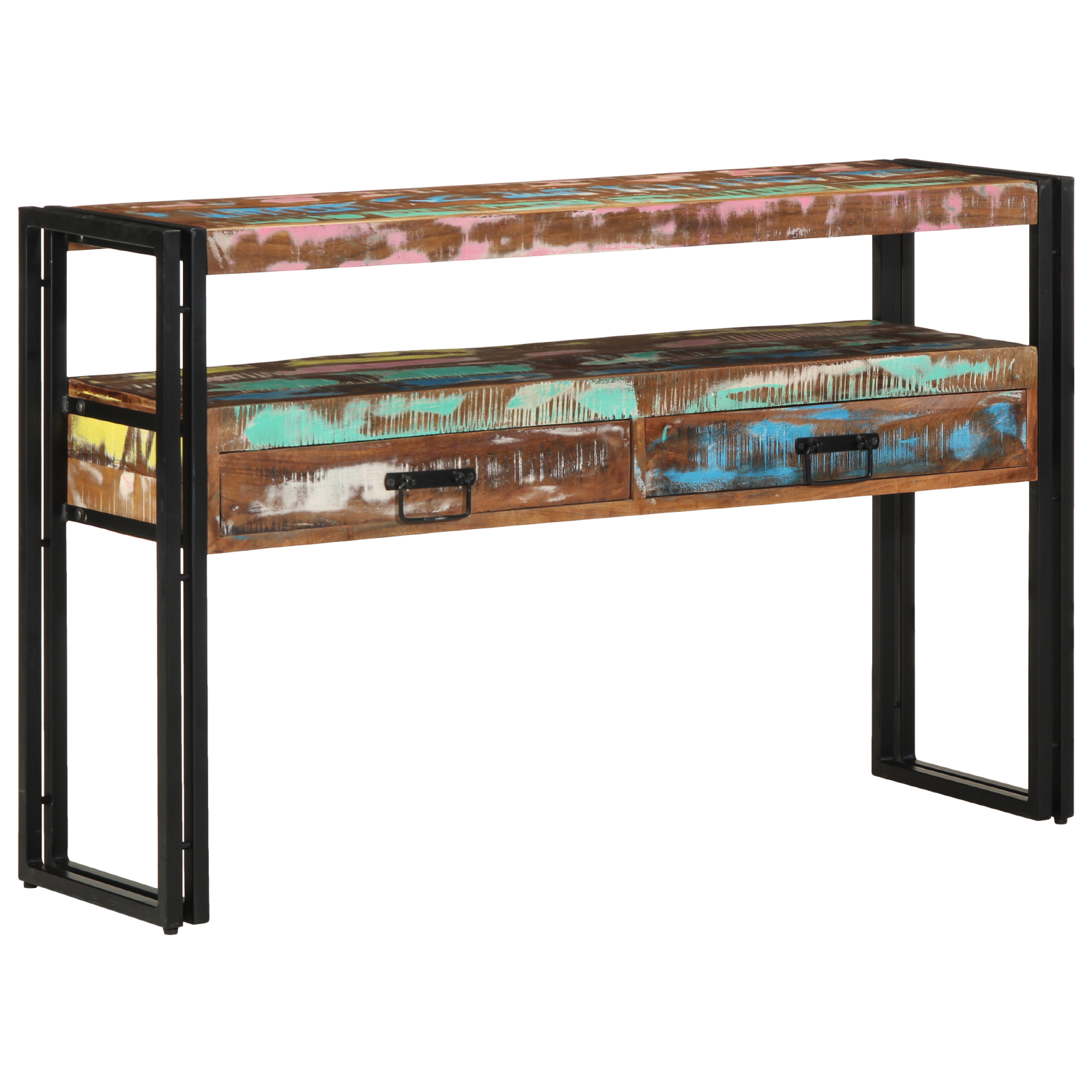 End Tables Multicolour 120x33x75 cm Solid Reclaimed Wood&Metal - Image 4