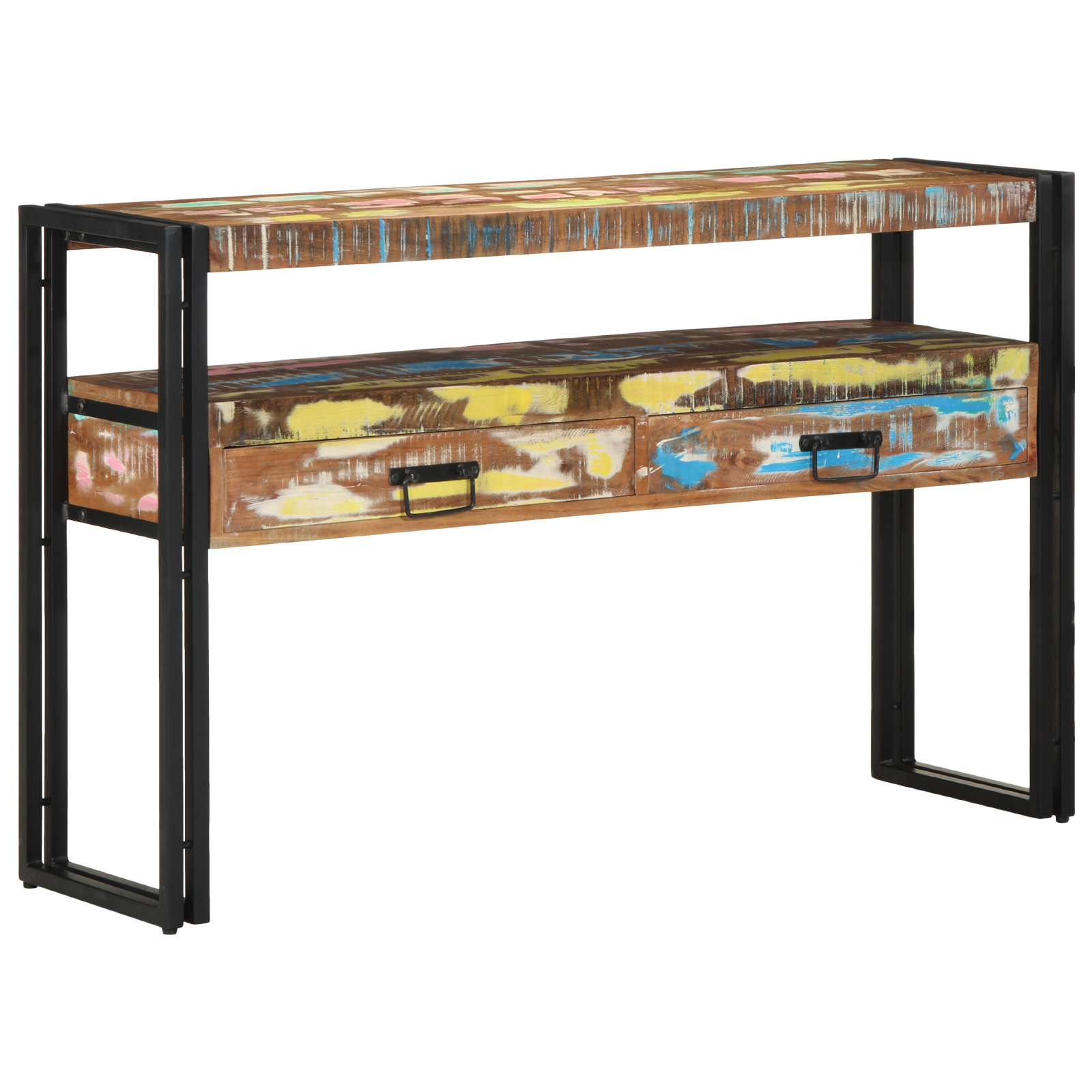Bijzettafels Meerkleurig 120x33x75 cm Massief Gerecycled Hout en Metaal