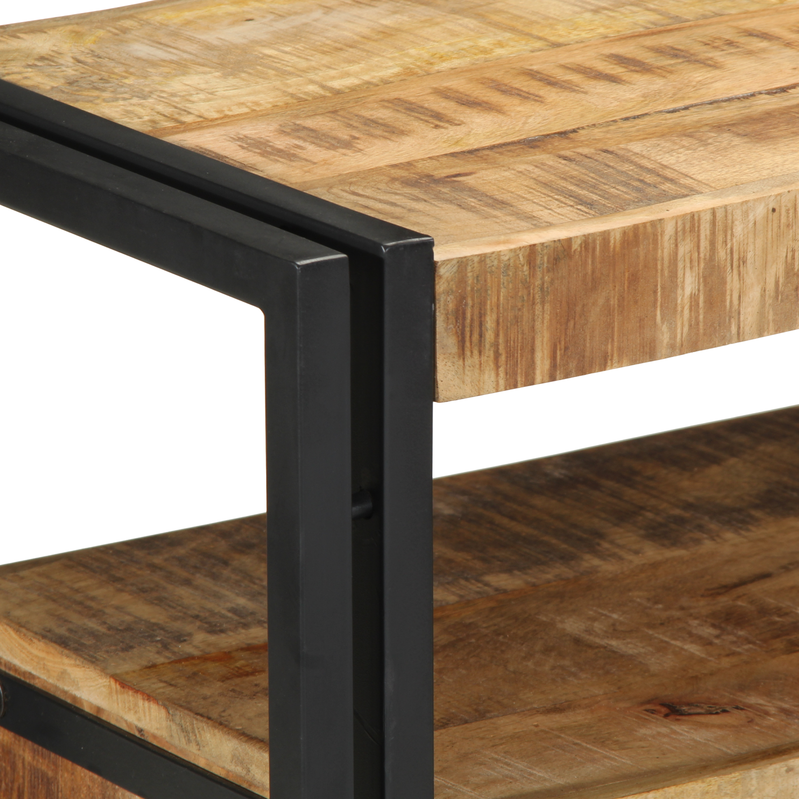 End Tables Black 90x33x75 cm Solid Mango Wood and Metal - Image 8