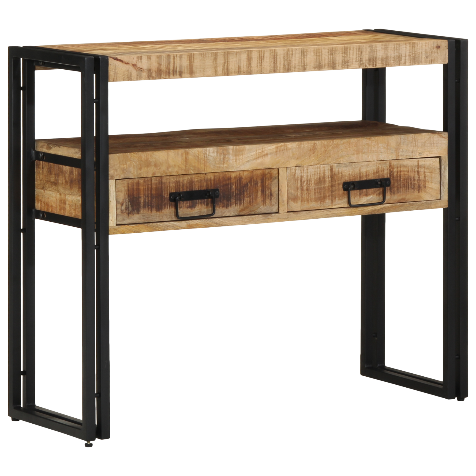 End Tables Black 90x33x75 cm Solid Mango Wood and Metal - Image 3