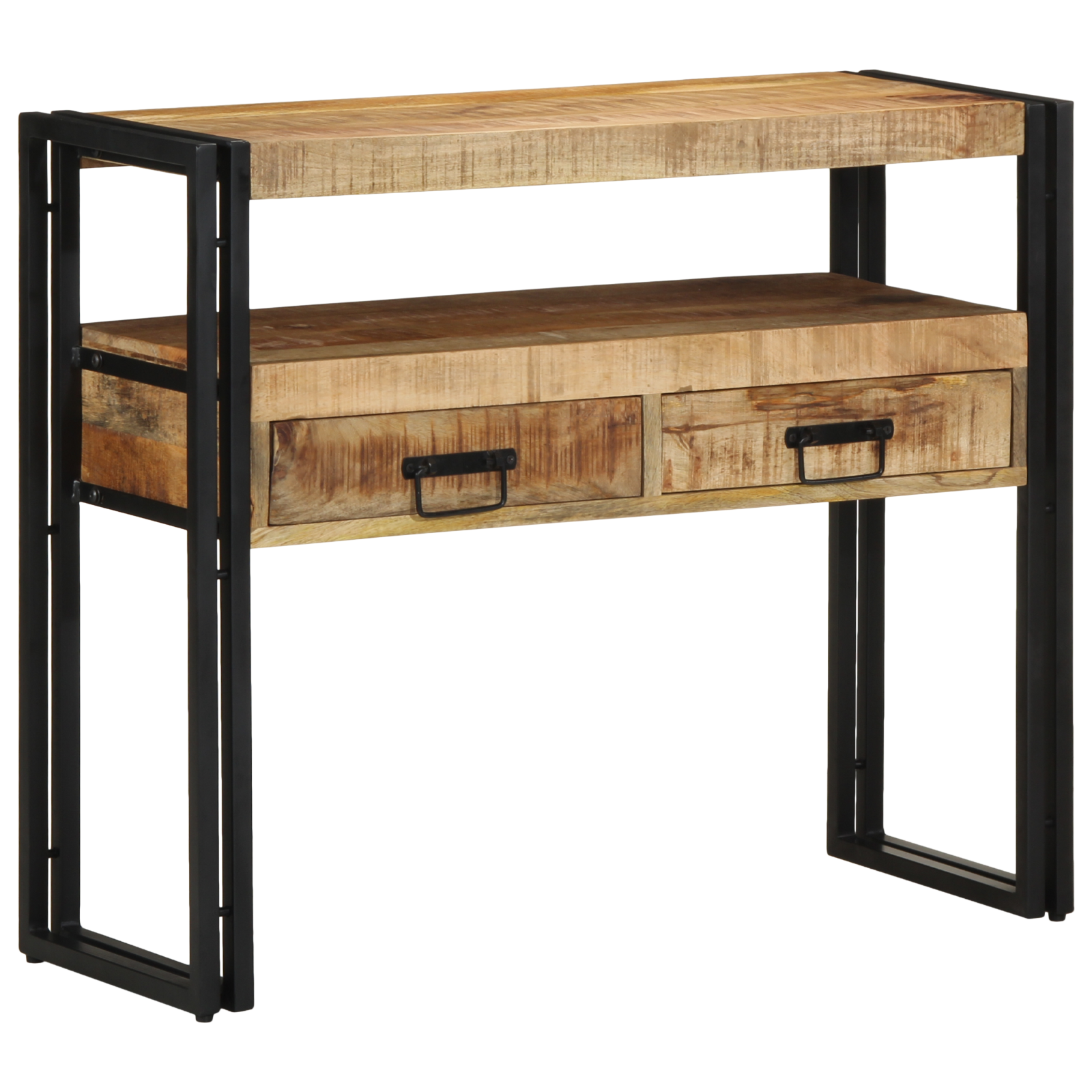 End Tables Black 90x33x75 cm Solid Mango Wood and Metal - Image 4