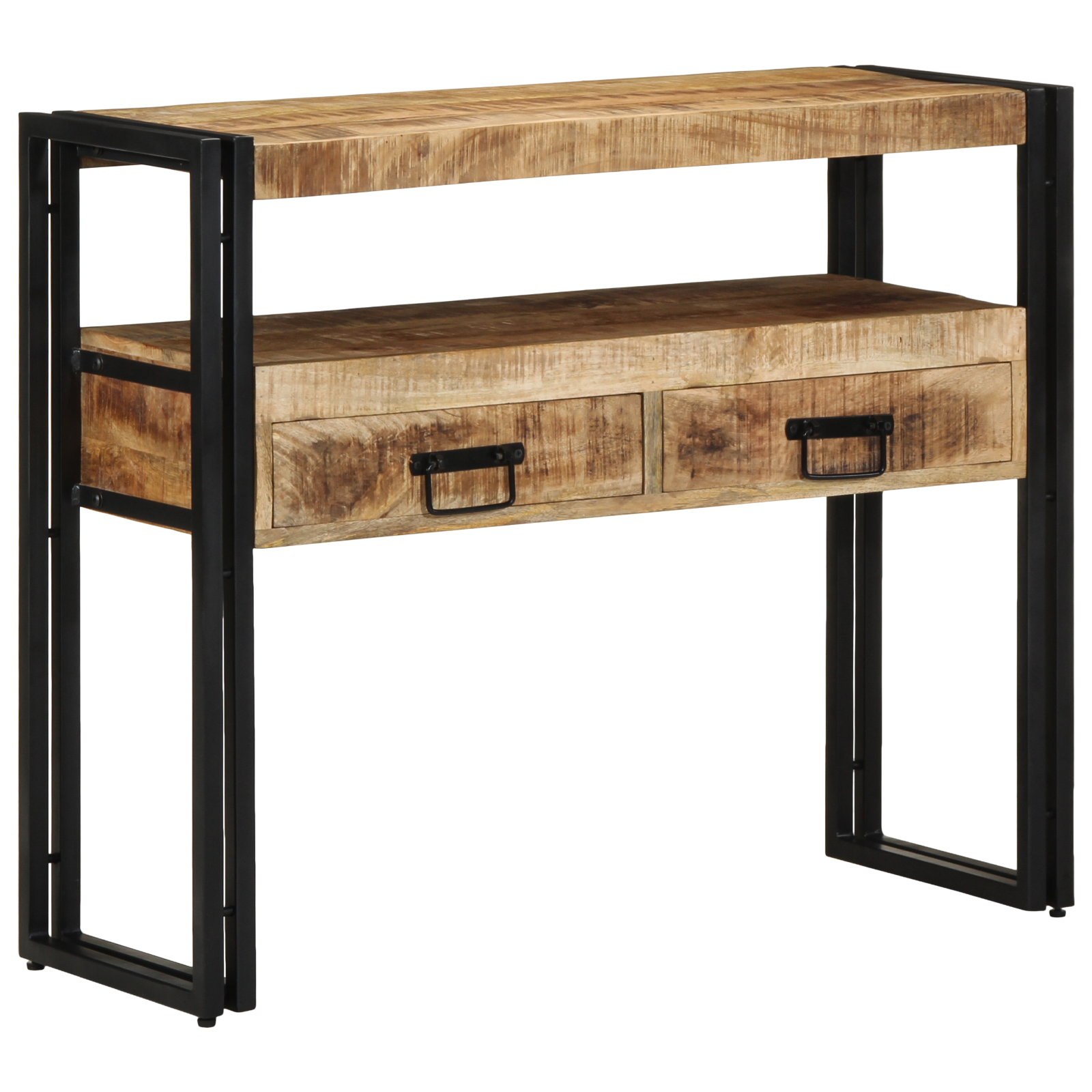 Bijzettafels Zwart 90x33x75 cm Massief Mangohout en Metaal