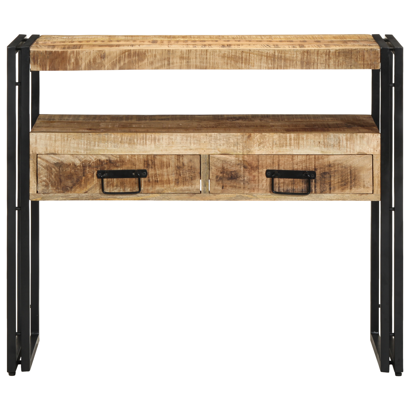 End Tables Black 90x33x75 cm Solid Mango Wood and Metal - Image 5