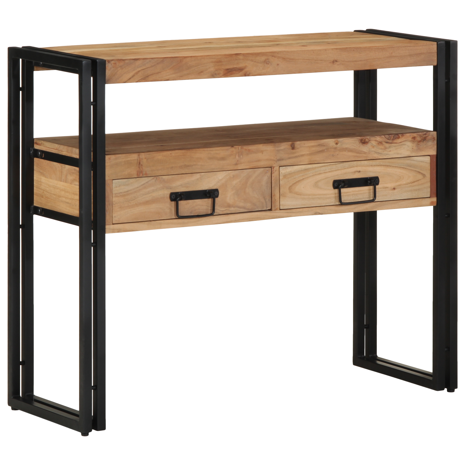 Console Table Black 90x33x75 cm Solid Acacia Wood and Metal