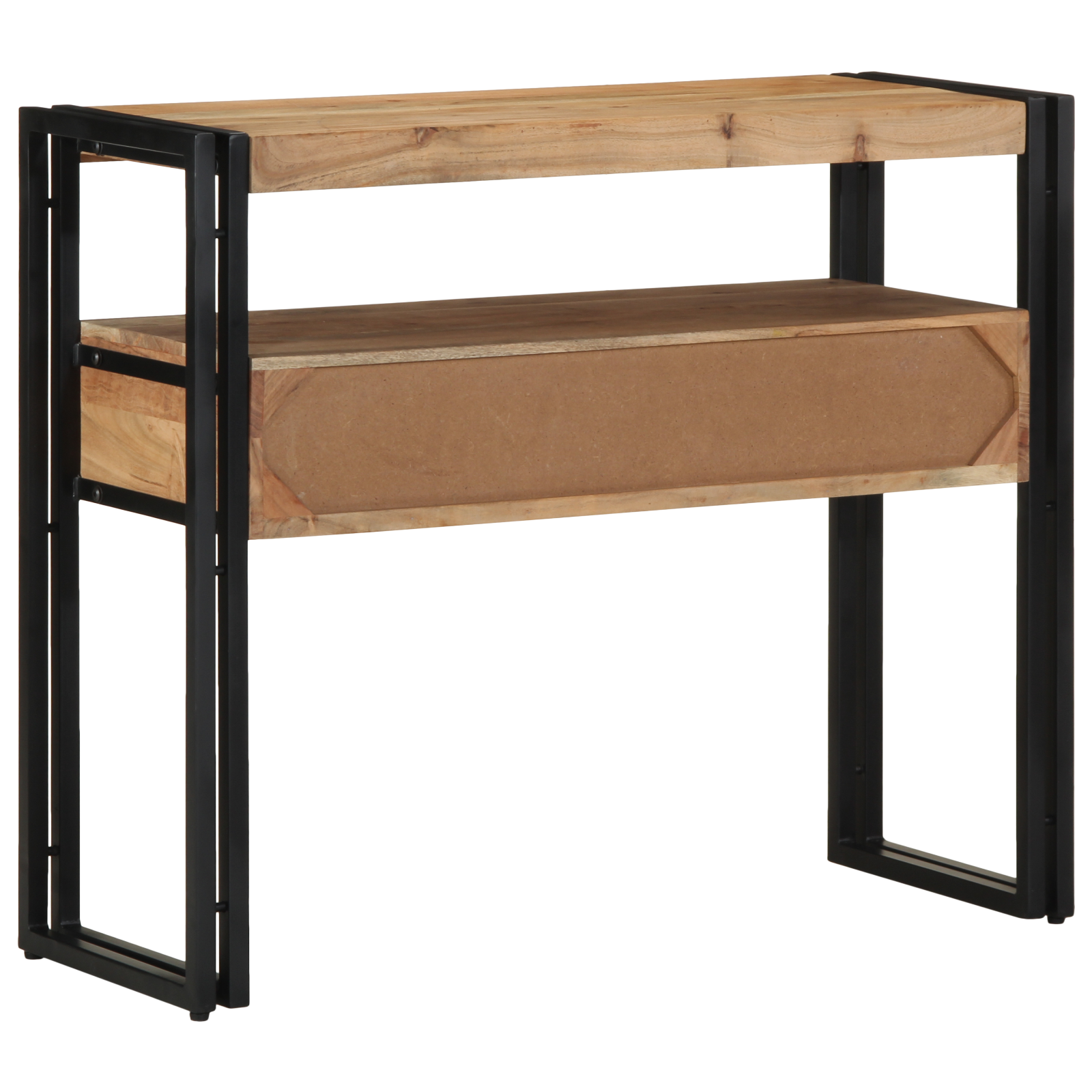 Console Table Black 90x33x75 cm Solid Acacia Wood and Metal - Image 7