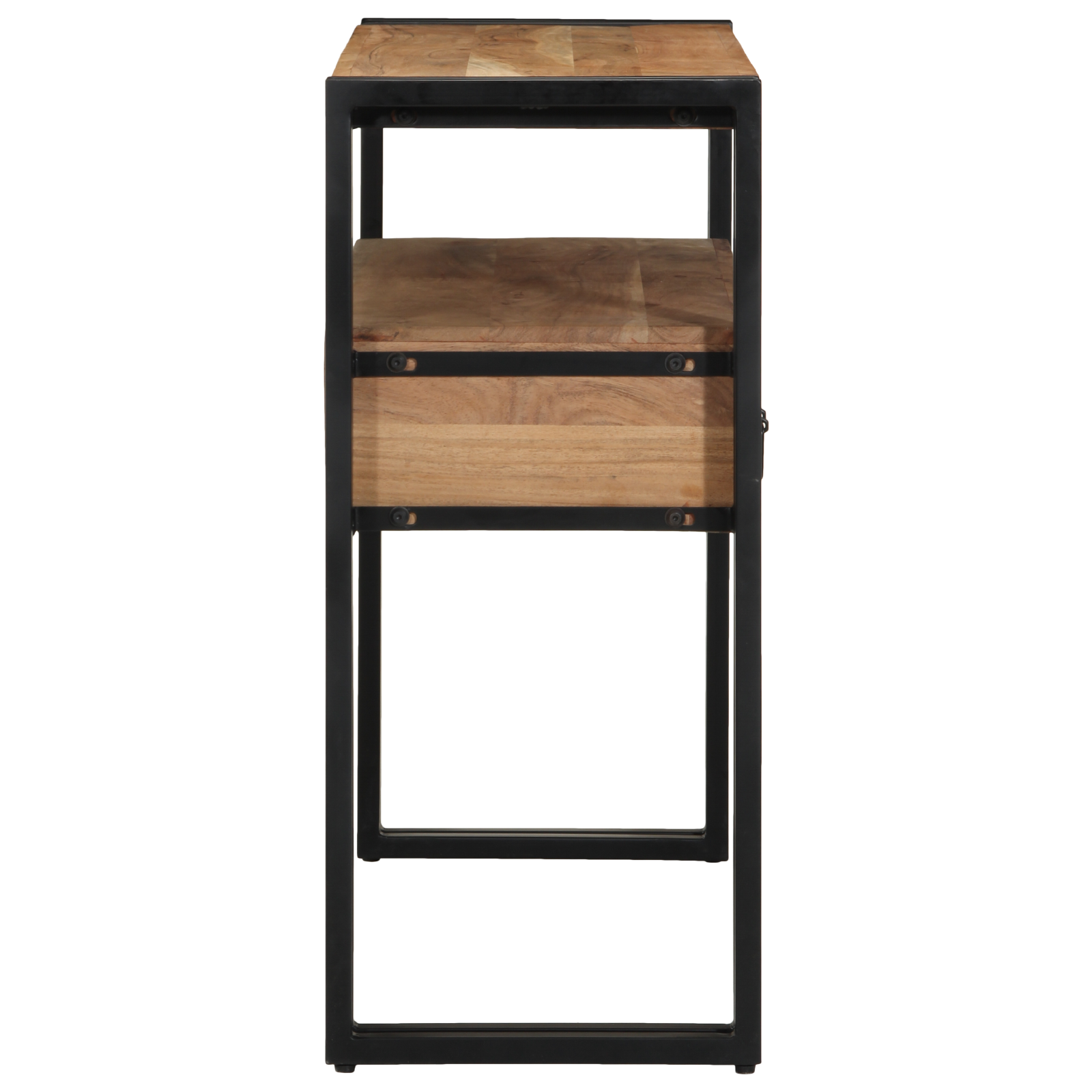 Console Table Black 90x33x75 cm Solid Acacia Wood and Metal - Image 6