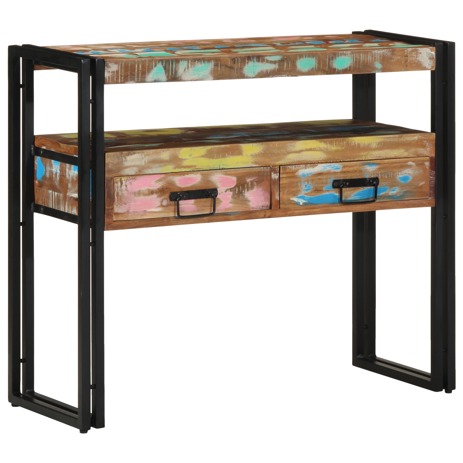 End Tables Multicolour 90x33x75 cm Solid Reclaimed Wood&Metal - Image 4