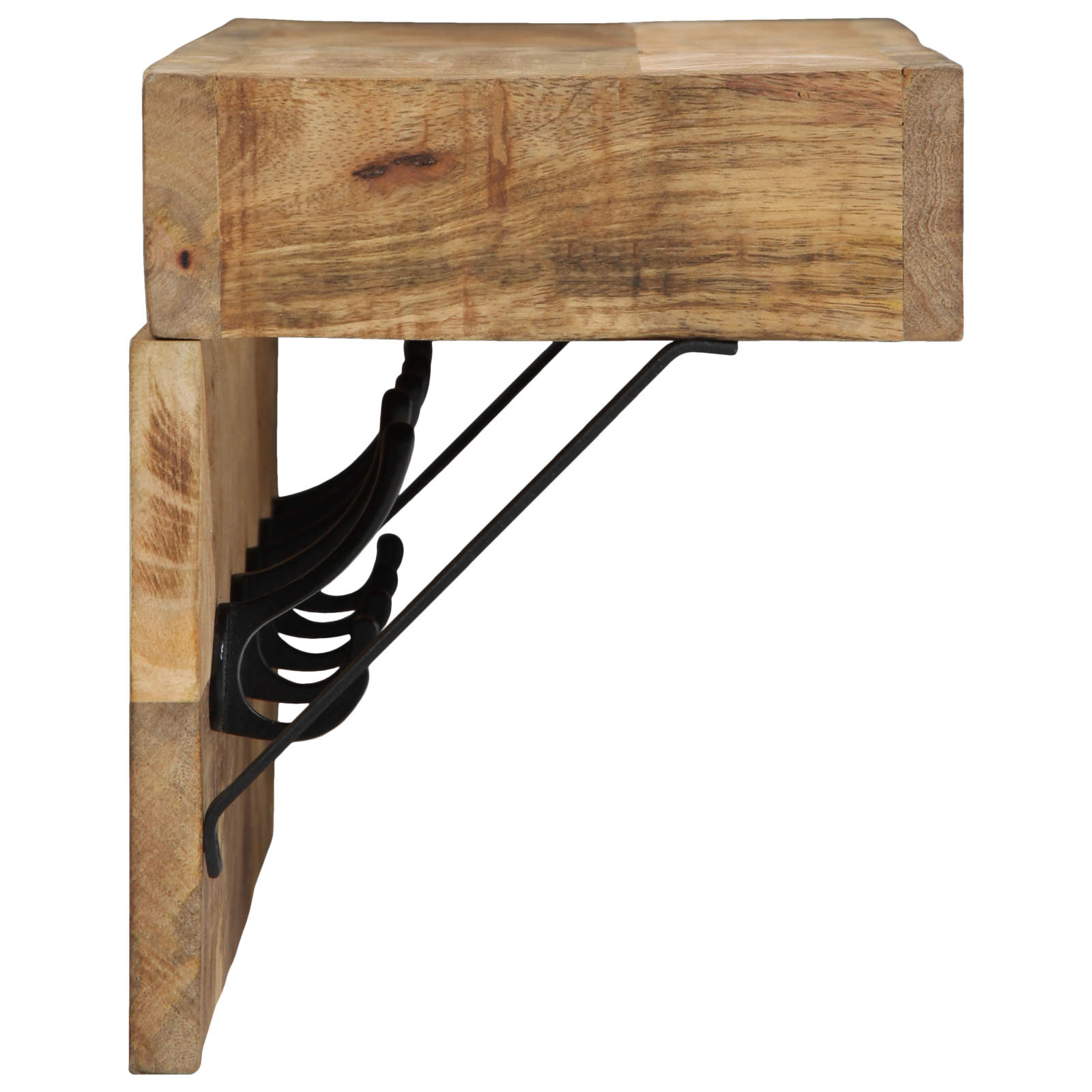 Coat Rack with Shelf Wall Mounted Solid Mango Wood and Metal - Image 5