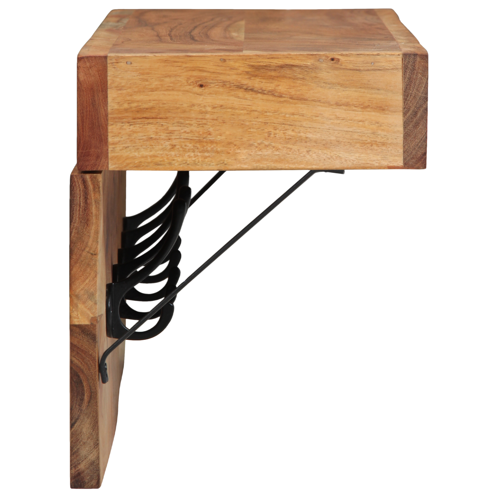 Coat Rack with Shelf Wall Mounted Solid Acacia Wood and Metal - Image 5