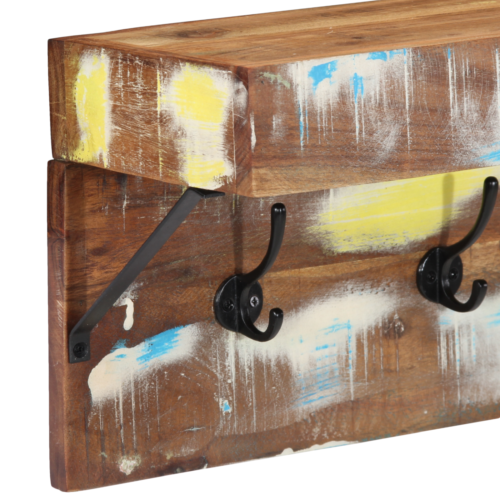 Coat Rack with Shelf Wall Mounted Solid Reclaimed Wood & Metal - Image 7