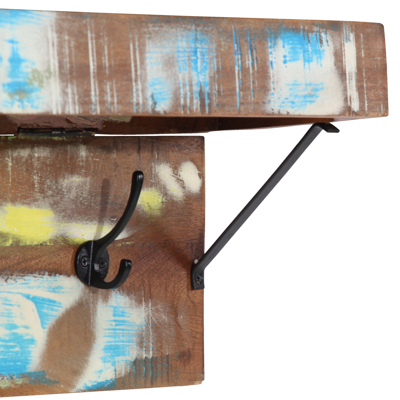 Coat Rack with Shelf Wall Mounted Solid Reclaimed Wood & Metal - Image 8
