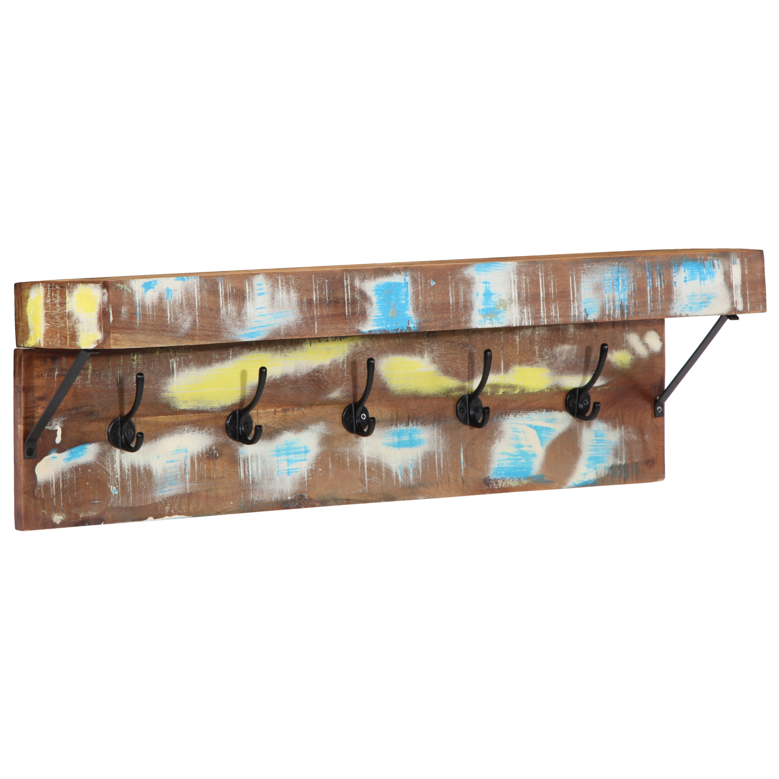 Coat Rack with Shelf Wall Mounted Solid Reclaimed Wood & Metal