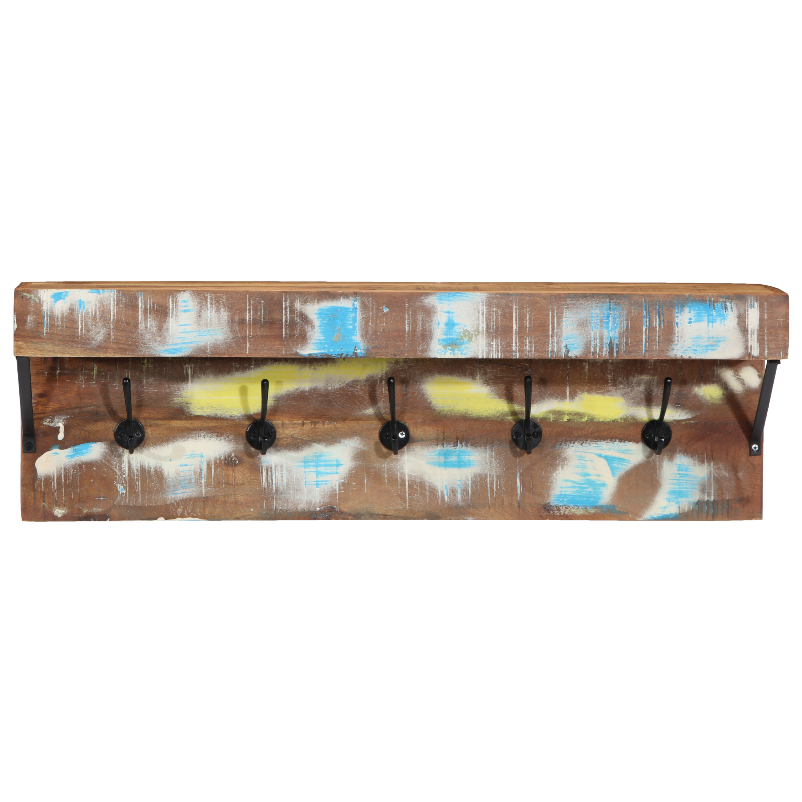 Coat Rack with Shelf Wall Mounted Solid Reclaimed Wood & Metal - Image 4