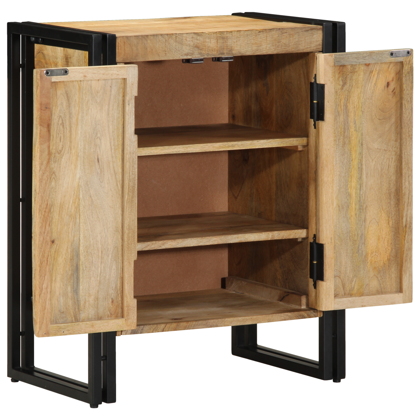 Shoe Cabinet Black 30x30x40 cm Solid Mango Wood and Steel - Image 2