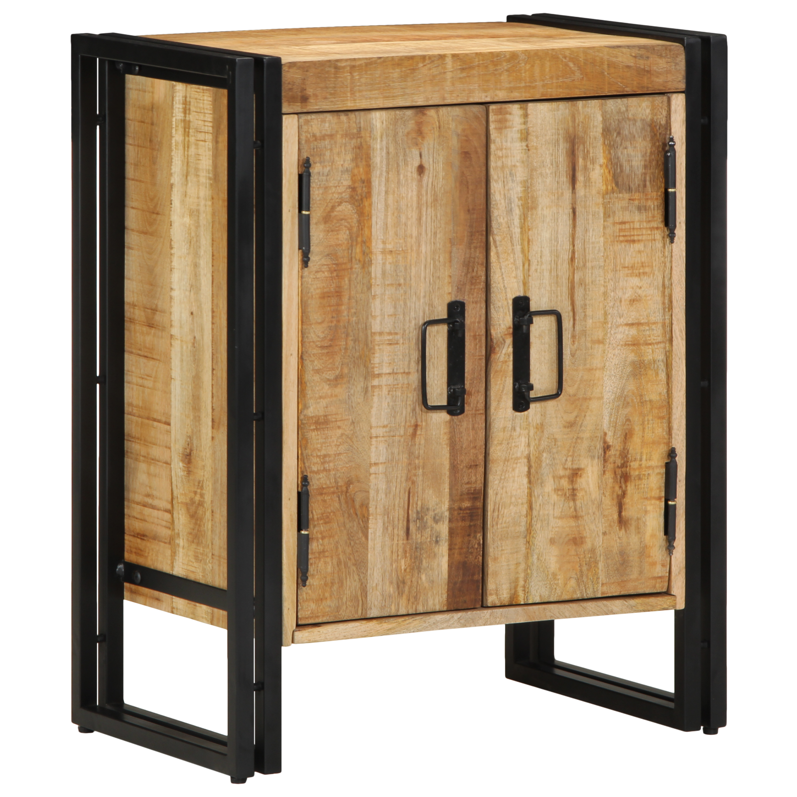 Shoe Cabinet Black 30x30x40 cm Solid Mango Wood and Steel - Image 3