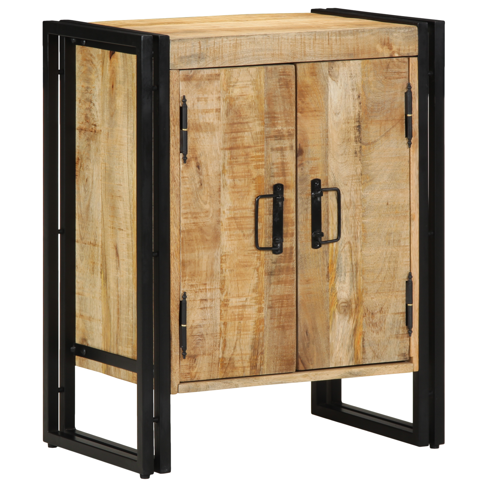 Shoe Cabinet Black 30x30x40 cm Solid Mango Wood and Steel - Image 4