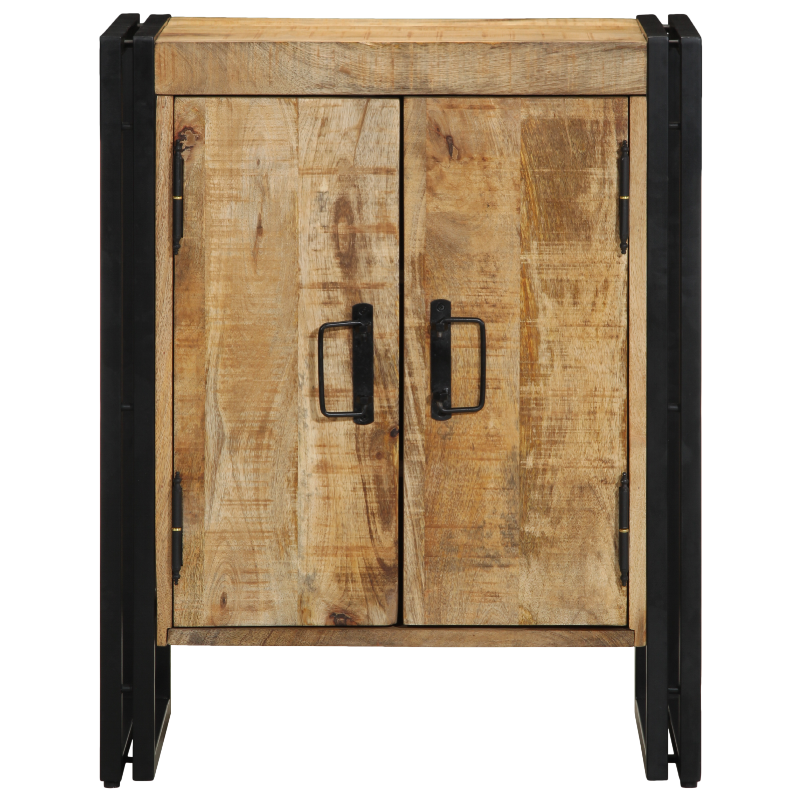 Shoe Cabinet Black 30x30x40 cm Solid Mango Wood and Steel - Image 5