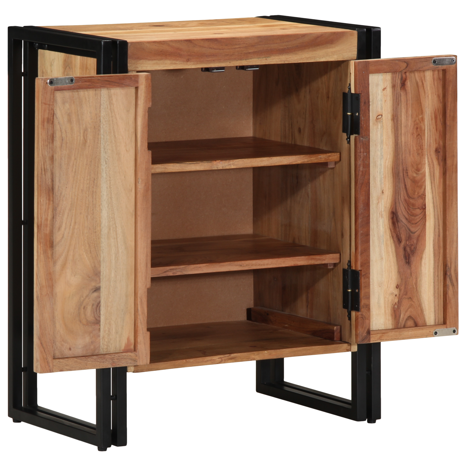 Shoe Cabinet Black 30x30x40 cm Solid Acacia Wood and Steel - Image 2