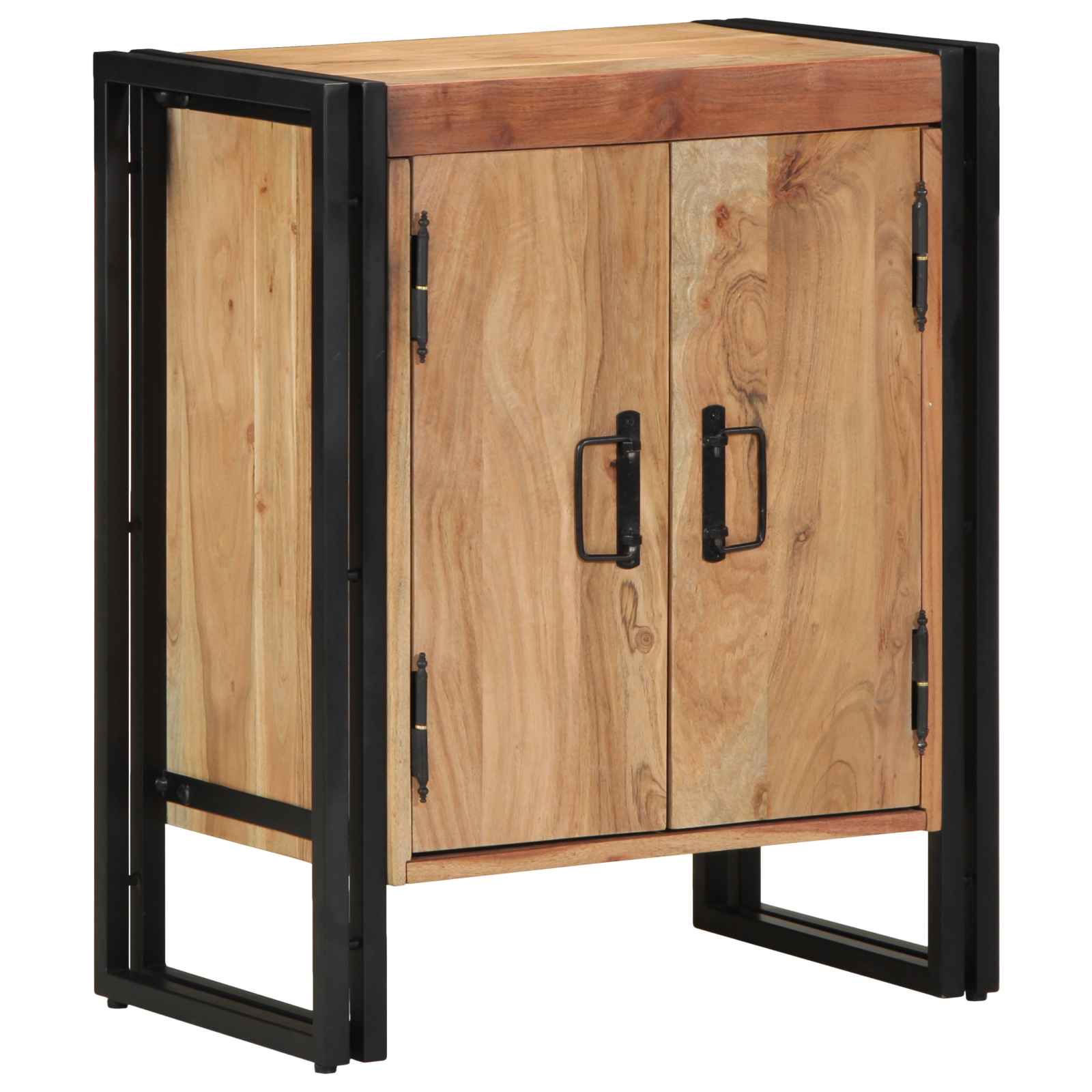 Shoe Cabinet Black 30x30x40 cm Solid Acacia Wood and Steel - Image 3