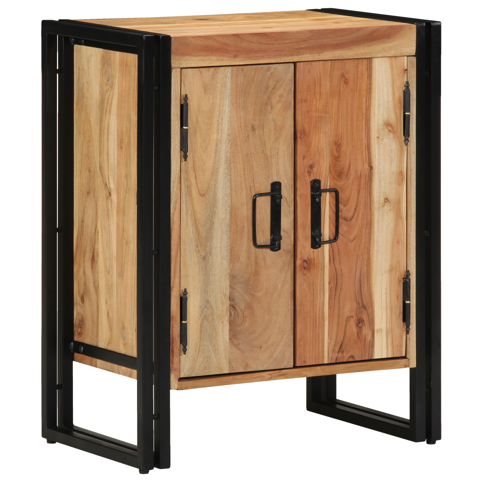 Schoenenkast Zwart 30x30x40 cm Massief Acaciahout en Staal