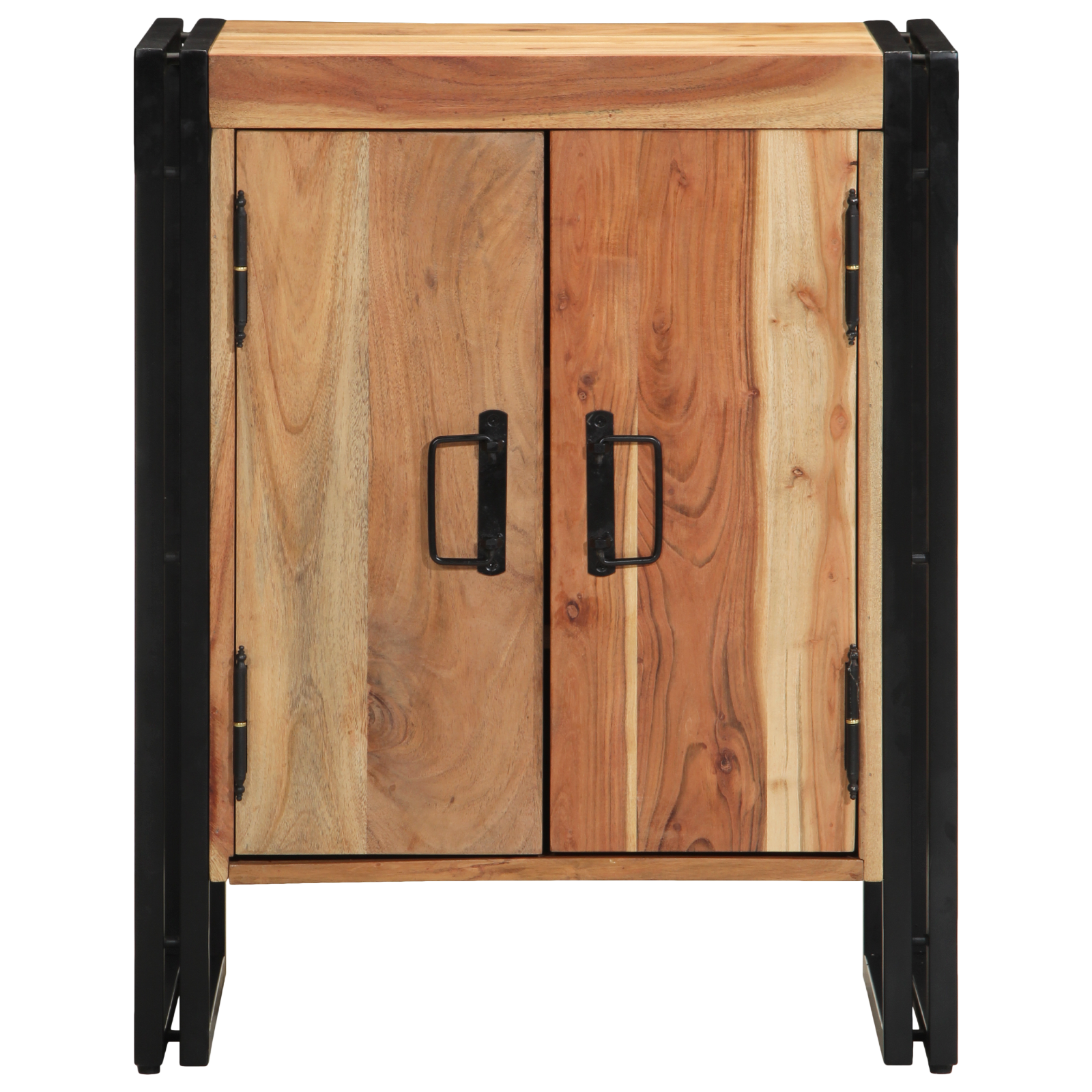 Shoe Cabinet Black 30x30x40 cm Solid Acacia Wood and Steel - Image 5