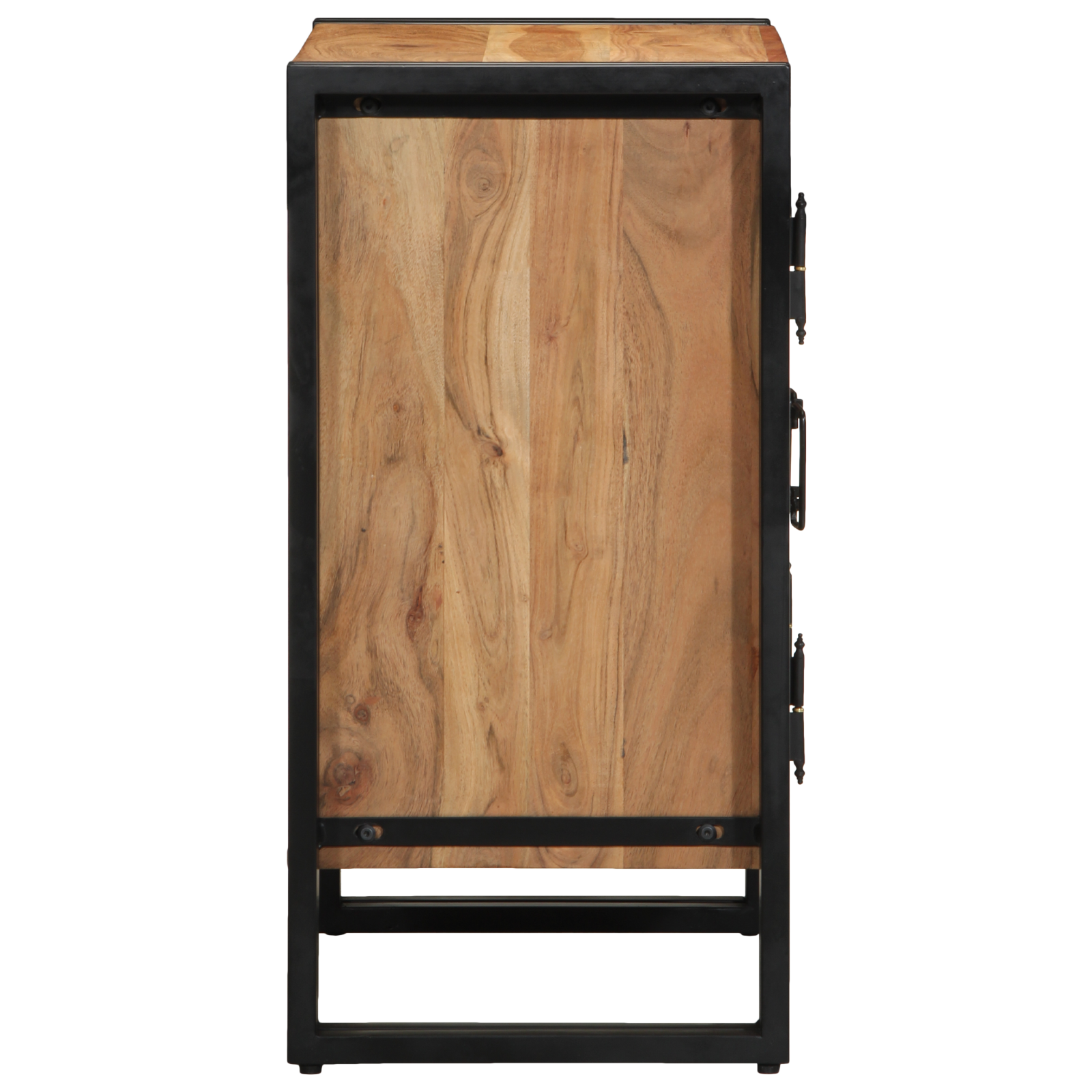 Shoe Cabinet Black 30x30x40 cm Solid Acacia Wood and Steel - Image 6