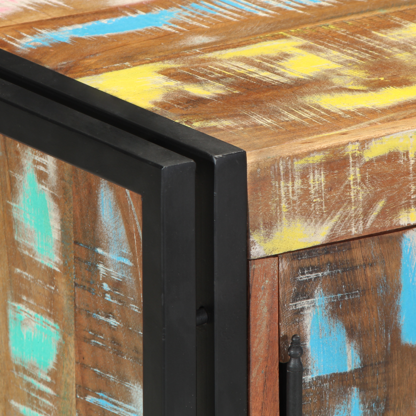 Shoe Cabinet Black 30x30x40 cm Solid Reclaimed Wood and Steel - Image 8