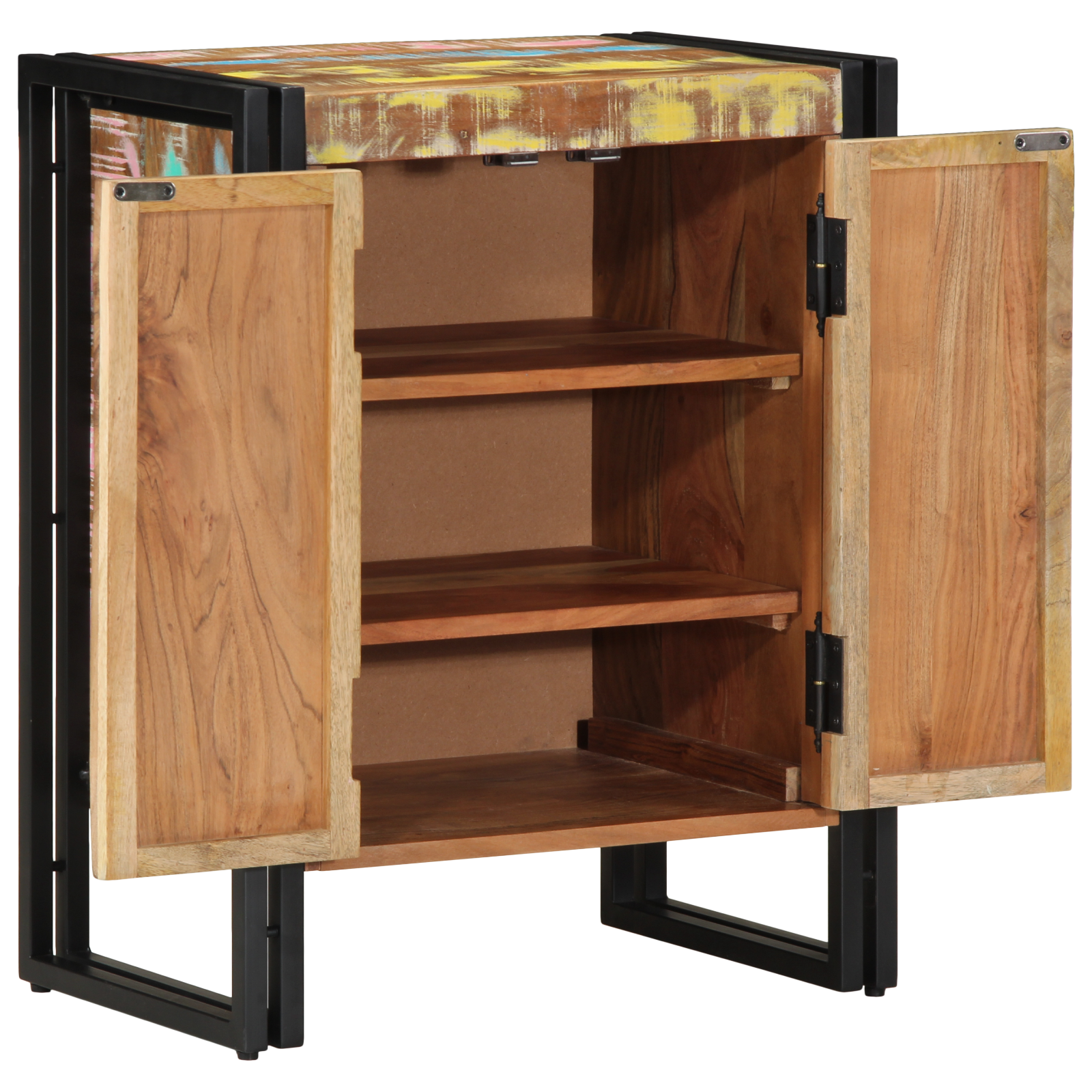 Shoe Cabinet Black 30x30x40 cm Solid Reclaimed Wood and Steel - Image 2