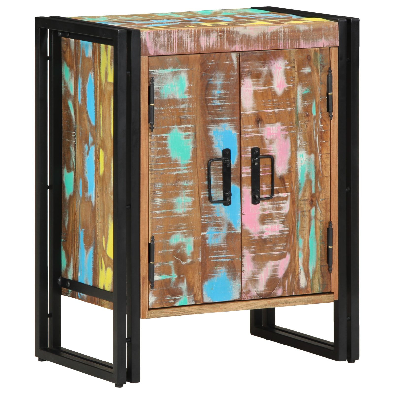 Shoe Cabinet Black 30x30x40 cm Solid Reclaimed Wood and Steel - Image 3