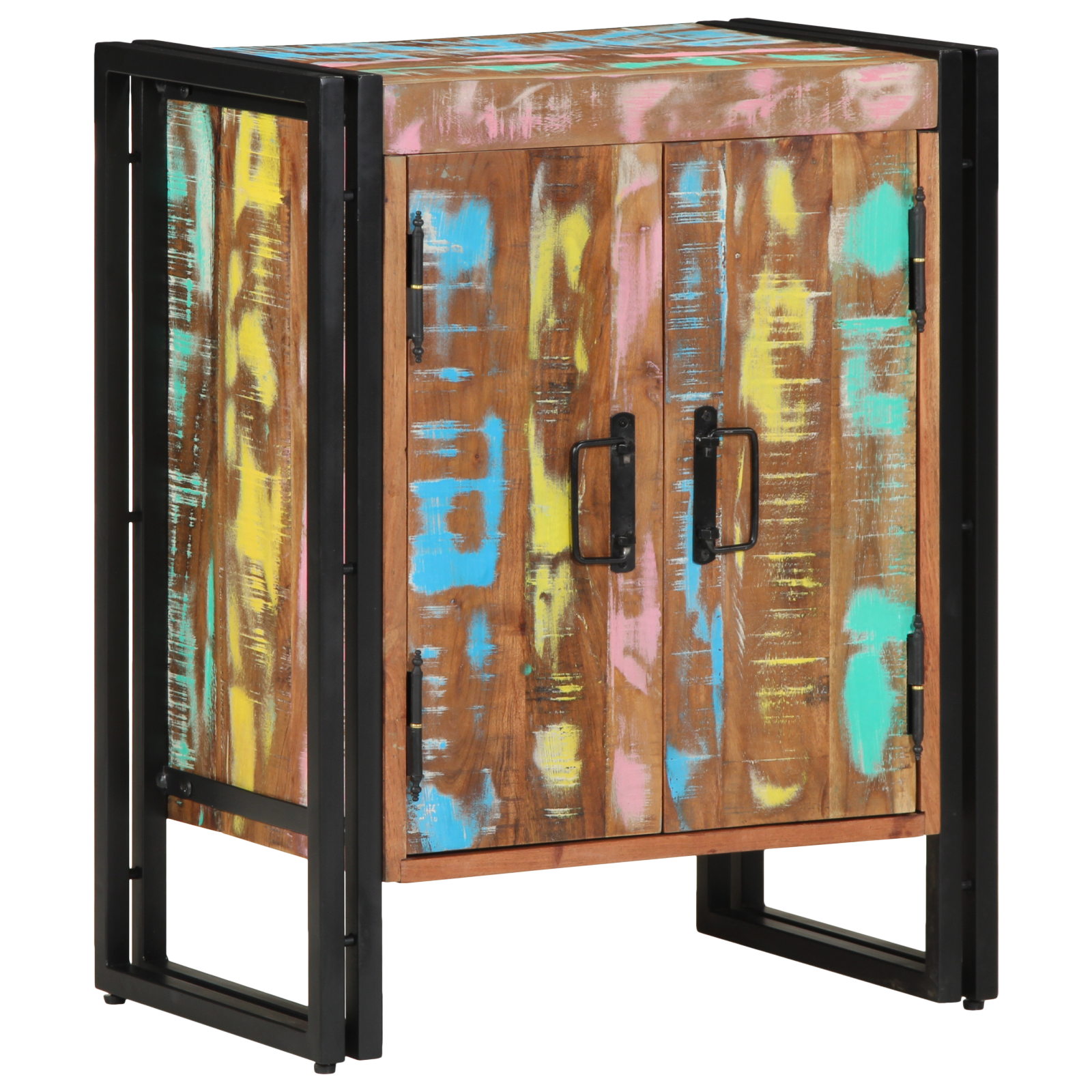 Shoe Cabinet Black 30x30x40 cm Solid Reclaimed Wood and Steel - Image 4