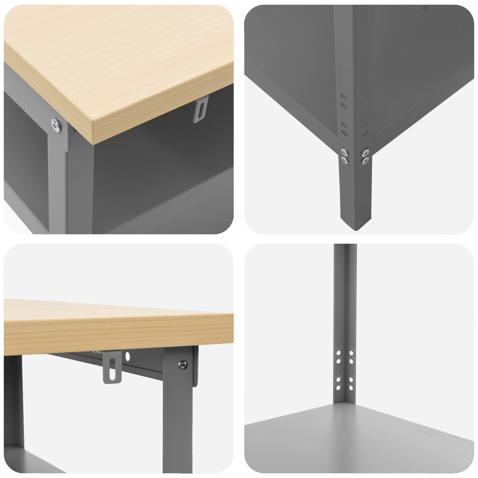 Work Table in Grey, 100x55x85 cm, Made of Steel and Engineered Wood - Image 8