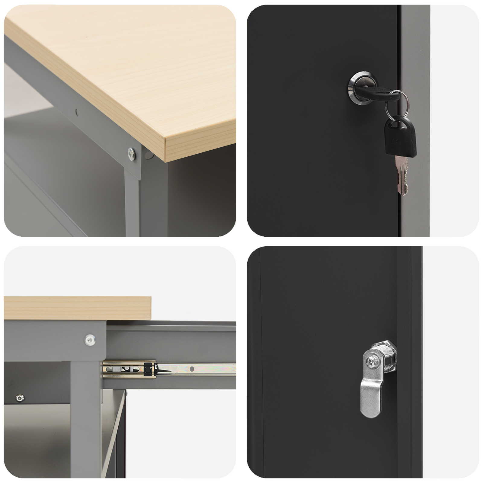 Workbench with Lockable Door Black 100x55x85 cm Steel - Image 9