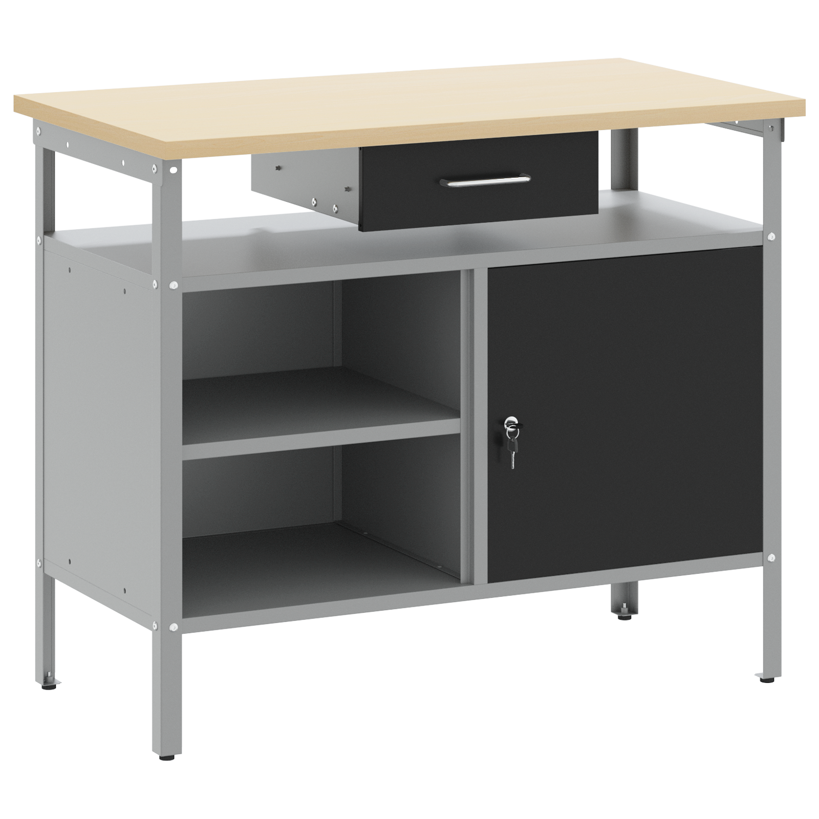 Workbench with Lockable Door Black 100x55x85 cm Steel - Image 2