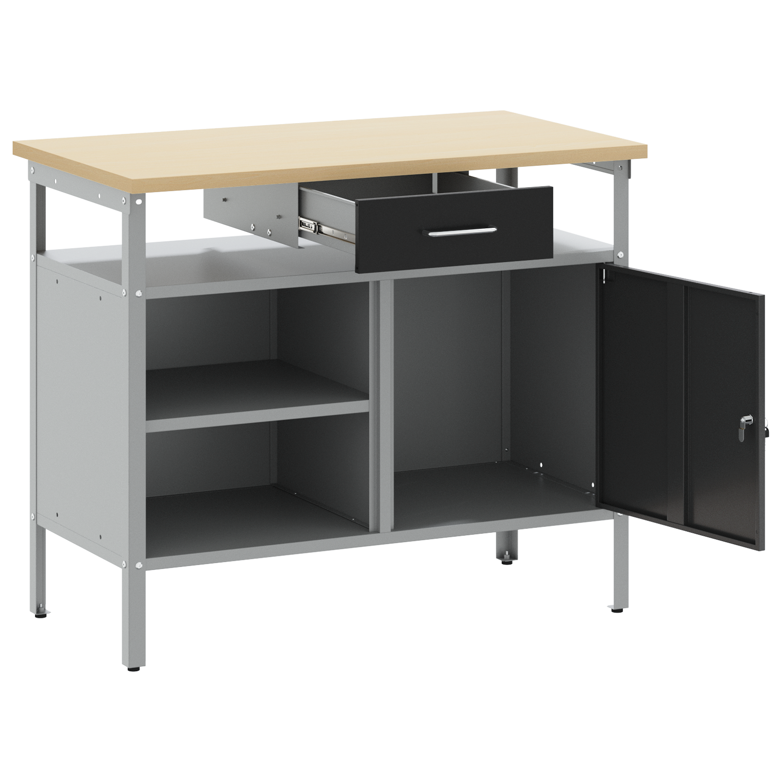Workbench with Lockable Door Black 100x55x85 cm Steel - Image 5