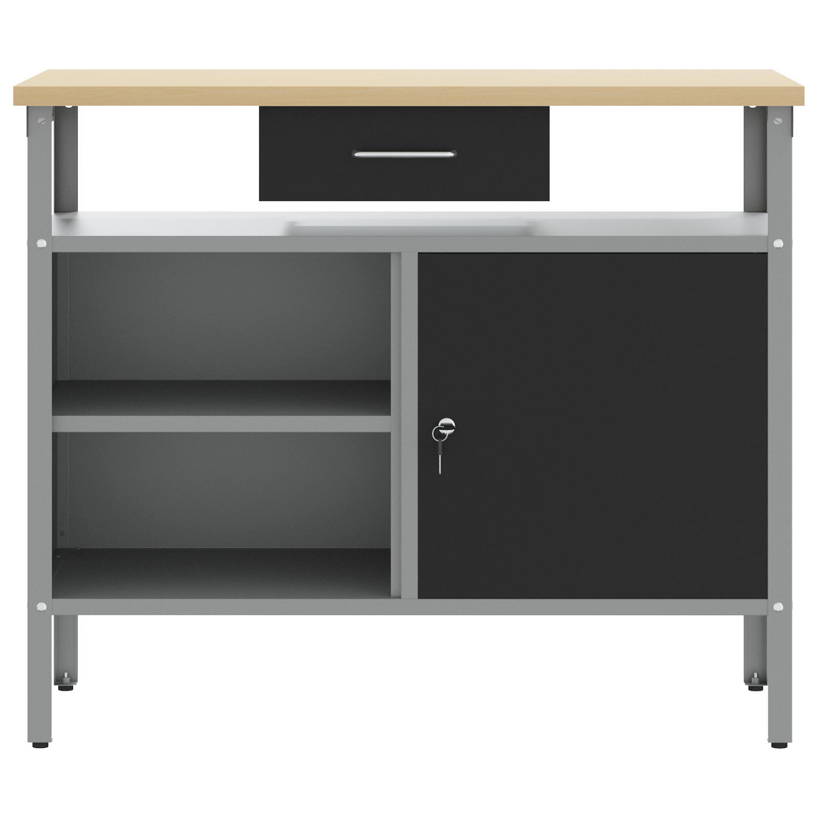 Workbench with Lockable Door Black 100x55x85 cm Steel - Image 7