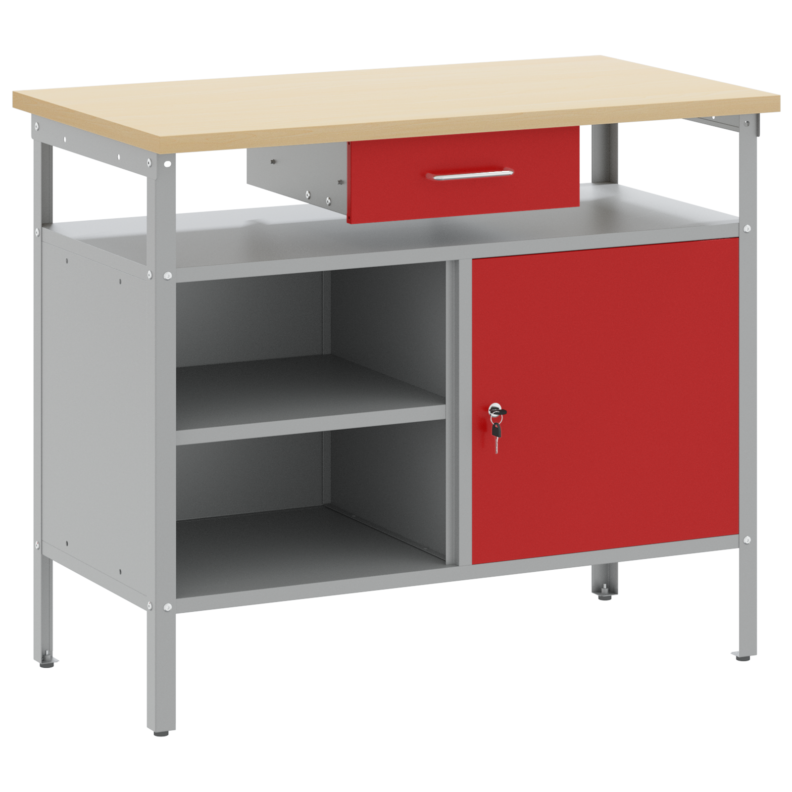 Workbench with Lockable Door Red 100x55x85 cm Steel - Image 2
