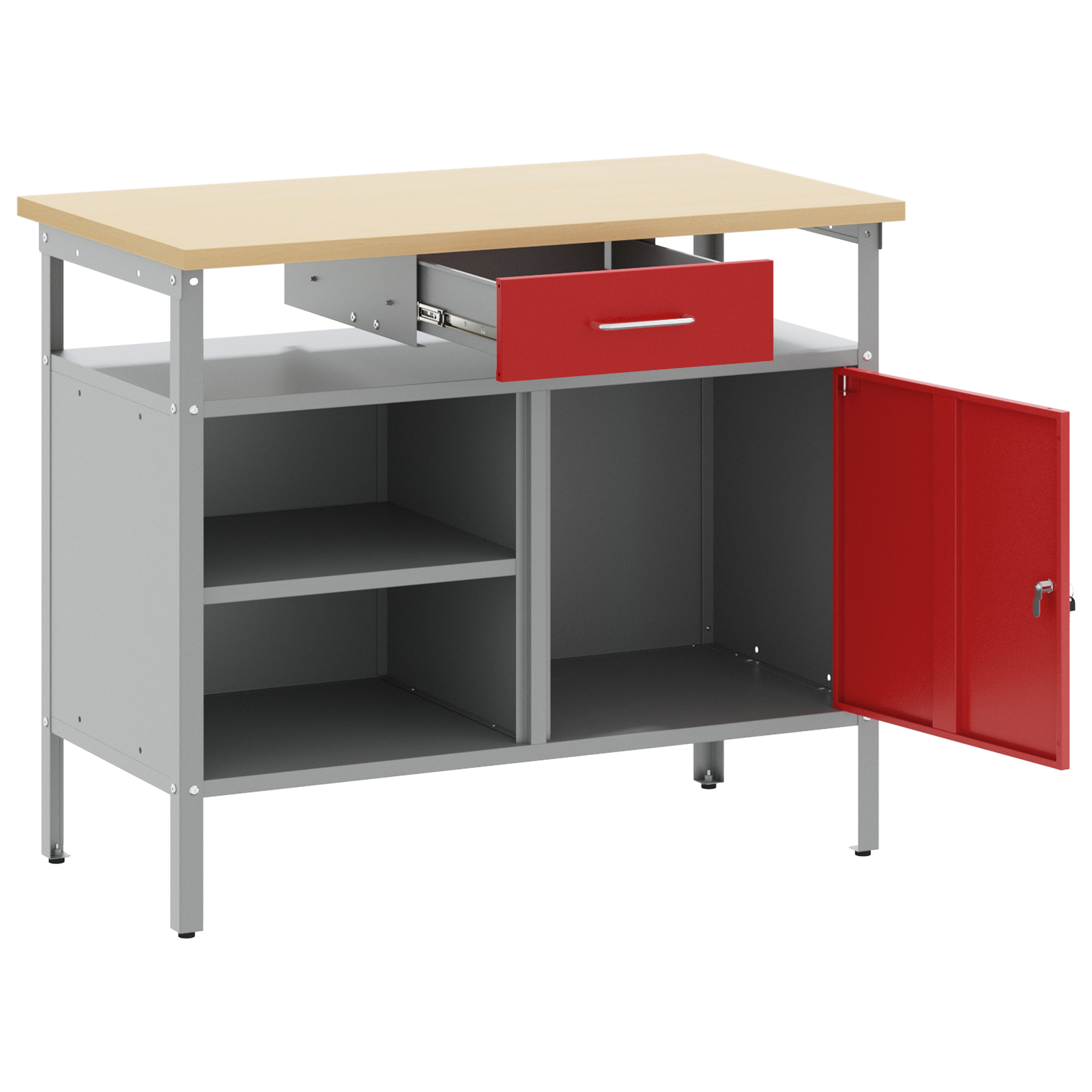 Workbench with Lockable Door Red 100x55x85 cm Steel - Image 5