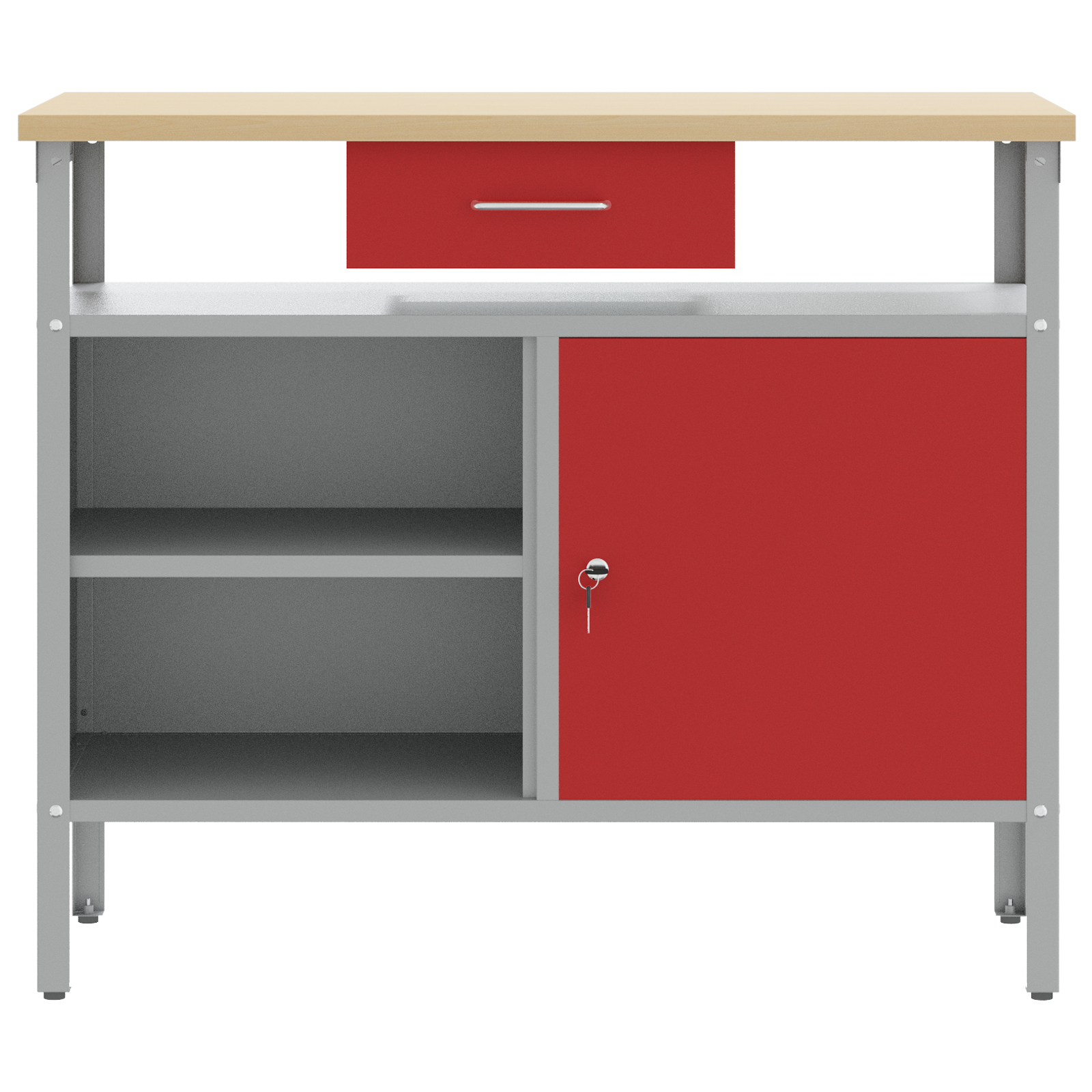 Workbench with Lockable Door Red 100x55x85 cm Steel - Image 7