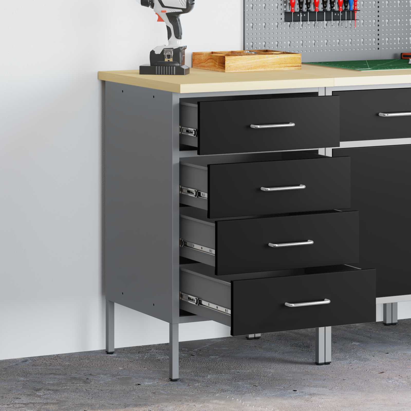 Work Cabinet Black 50x55x85 cm Steel
