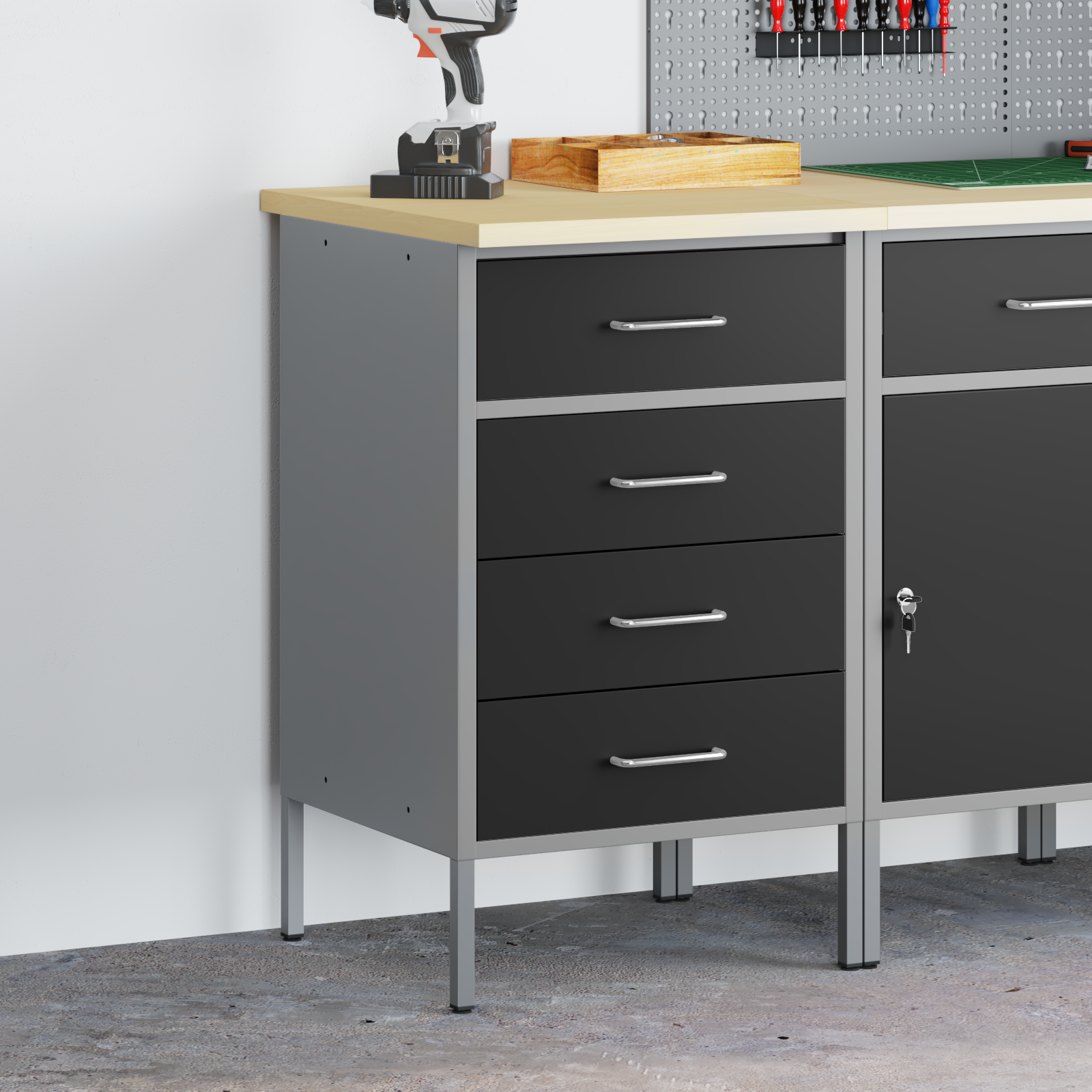 Werkbank Poedergecoat staal Industriële Werkplaats Tafel Garagebank Setup vidaXL - Afbeelding 27 van 44