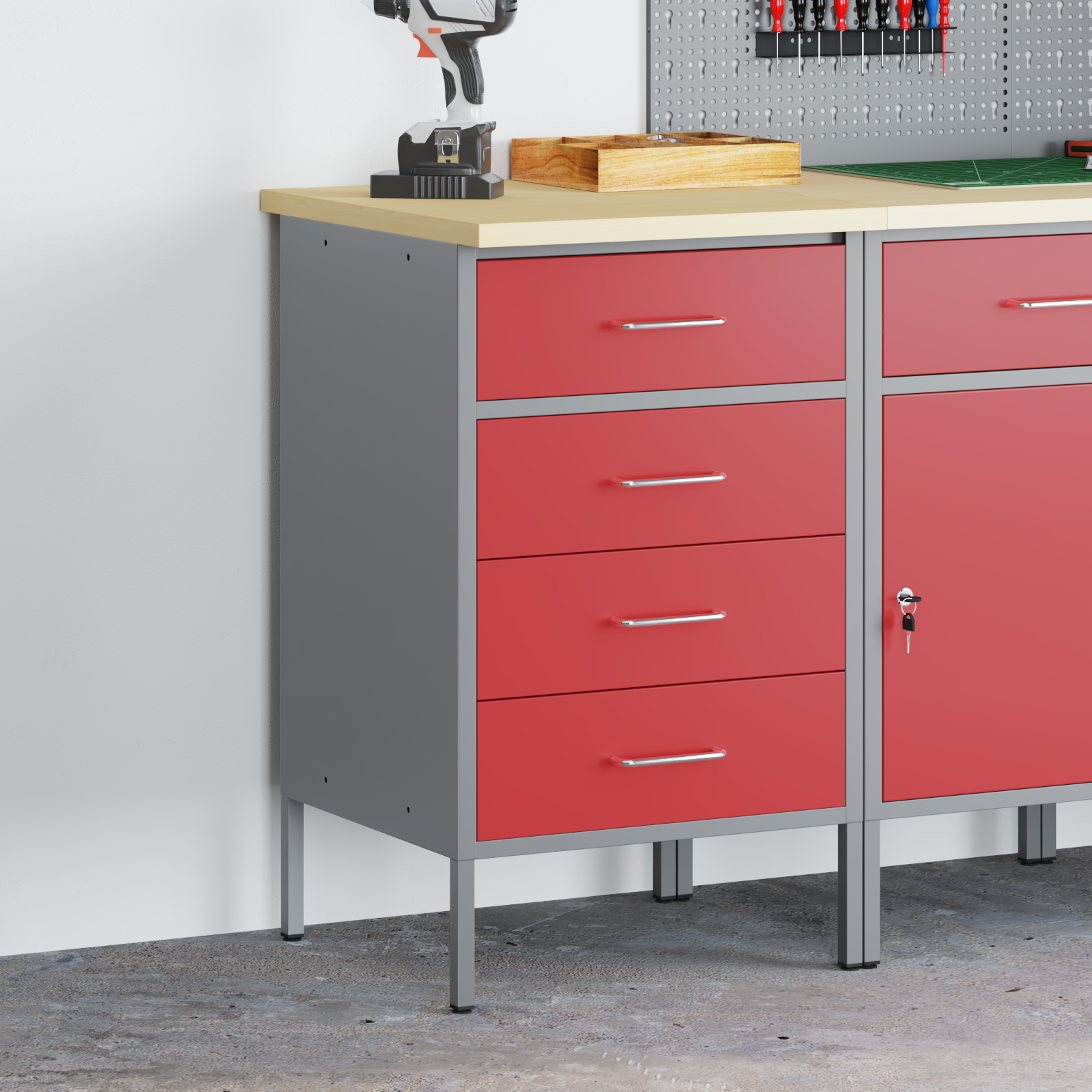 Werkbank Poedergecoat staal Industriële Werkplaats Tafel Garagebank Setup vidaXL - Afbeelding 37 van 44