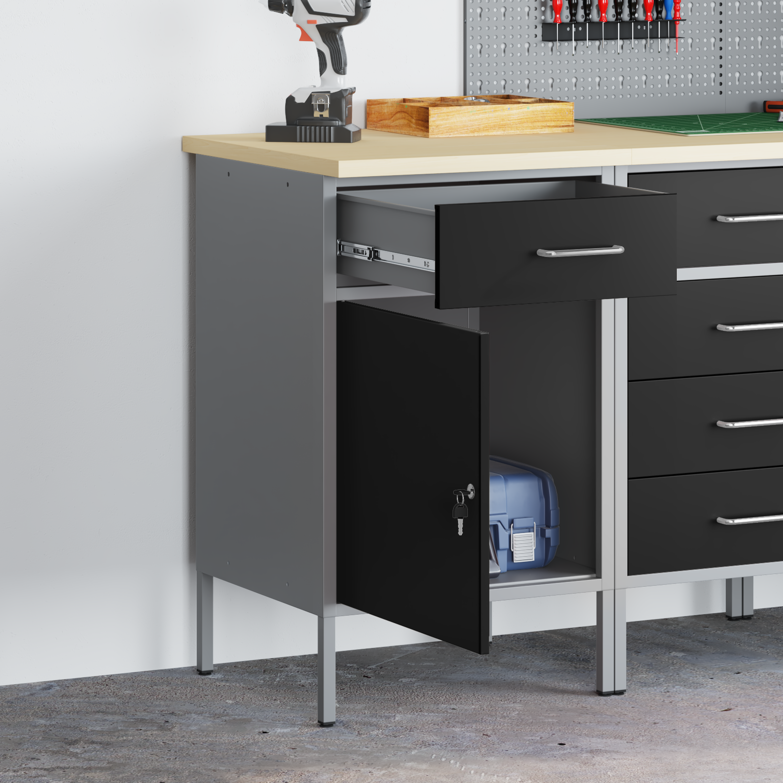 Work Cabinet Black 50x55x84 cm Steel