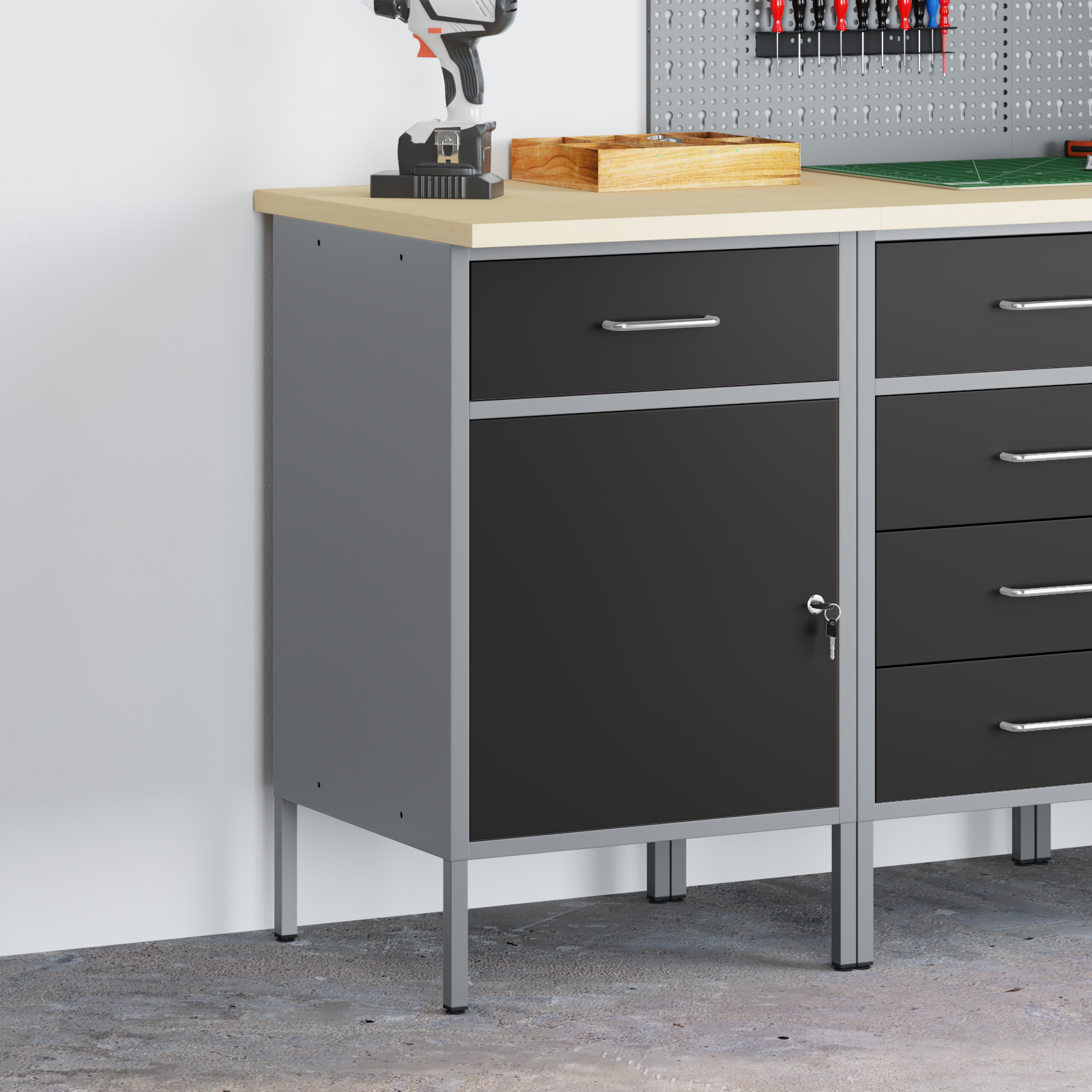 Work Cabinet Black 50x55x84 cm Steel - Image 3
