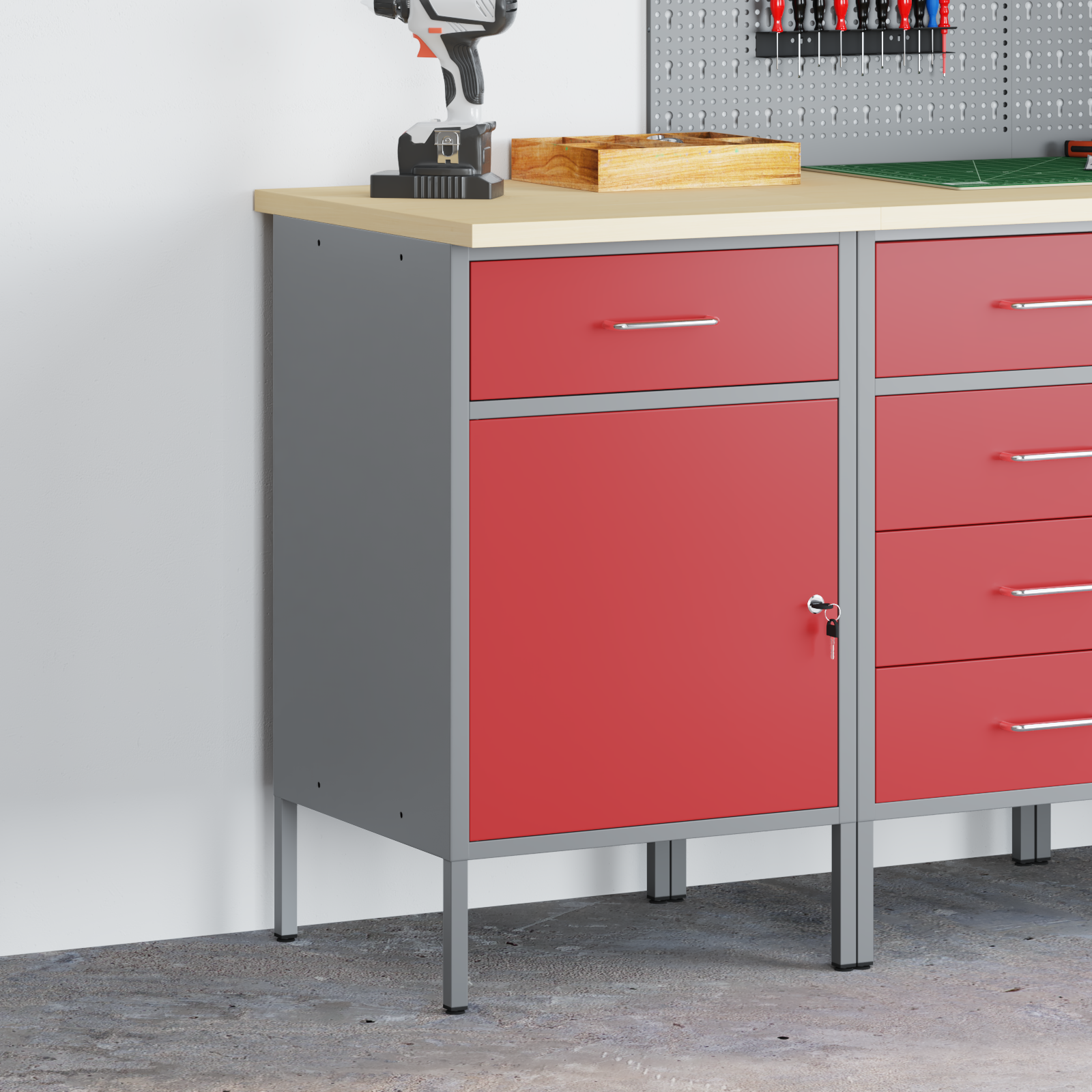 Werkbank Poedergecoat staal Industriële Werkplaats Tafel Garagebank Setup vidaXL - Afbeelding 15 van 44