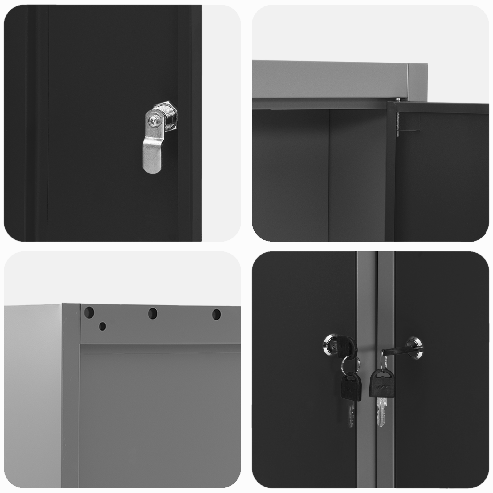 Corner Tool Cabinet Wall-Mounted and Lockable Black Steel - Image 8