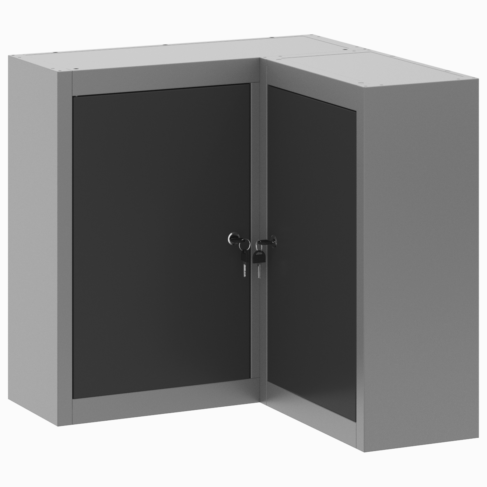 Corner Tool Cabinet Wall-Mounted and Lockable Black Steel - Image 2
