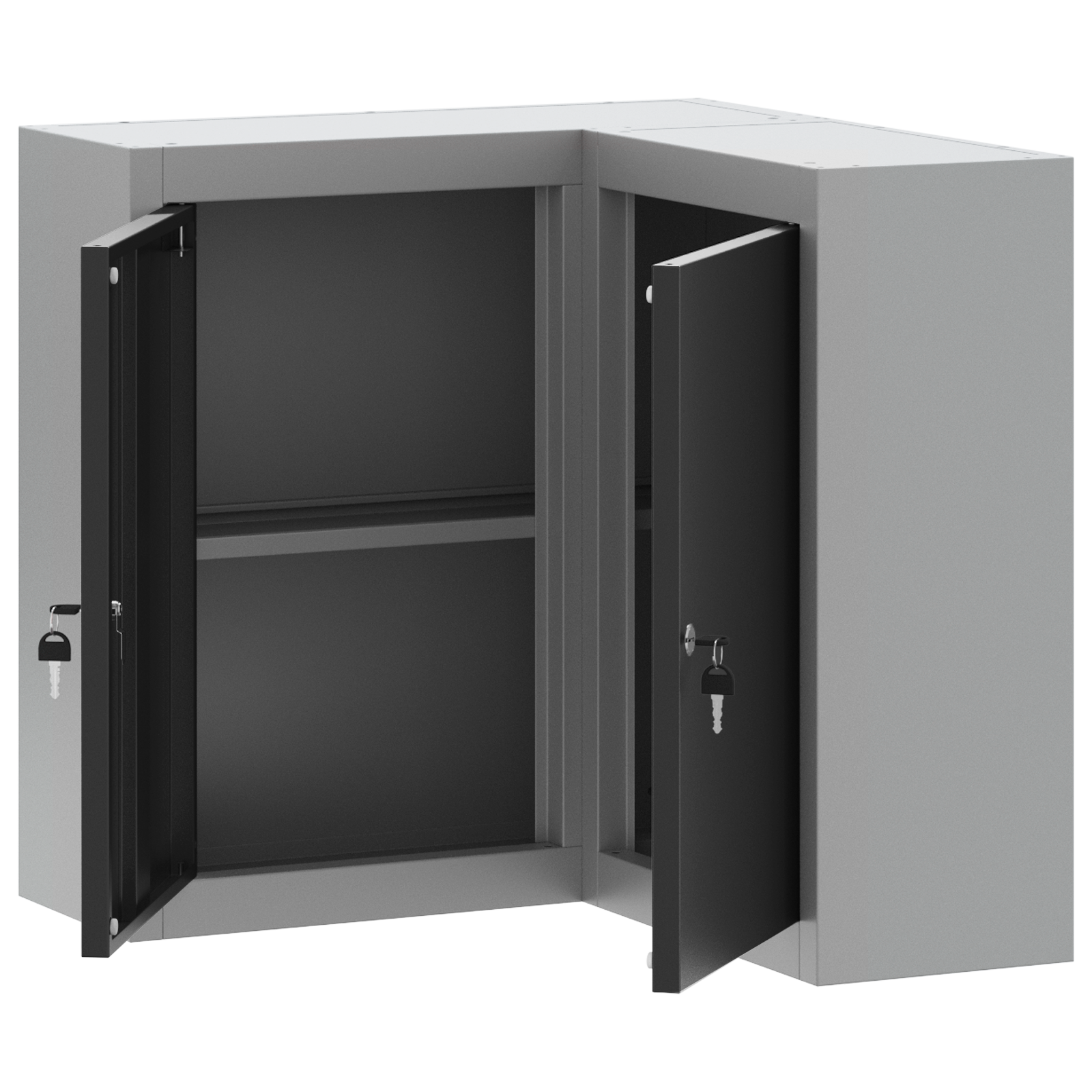 Corner Tool Cabinet Wall-Mounted and Lockable Black Steel - Image 4