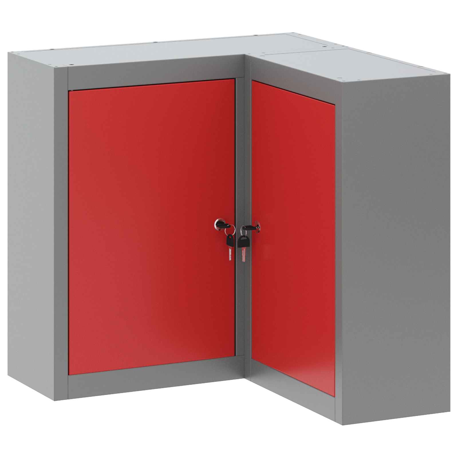 Corner Tool Cabinet Wall-Mounted and Lockable Red Steel - Image 2